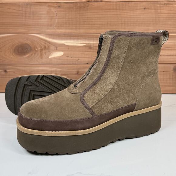 UGG Women Cityfunc Zip Water-Resistant Platform Bootie Hickory Suede Size 12 - Picture 9 of 15